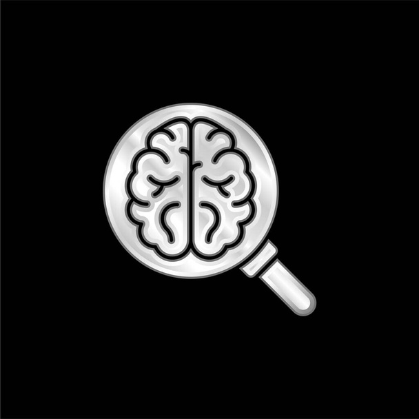Cerebro plateado icono metálico - Vector, Imagen