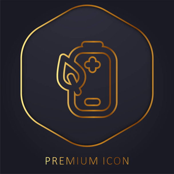 Logotipo o icono premium de línea dorada de batería - Vector, imagen