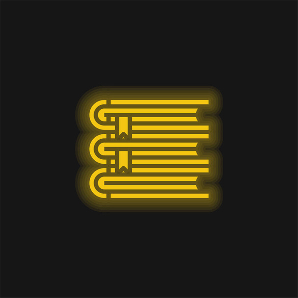 Libri giallo incandescente icona al neon - Vettoriali, immagini