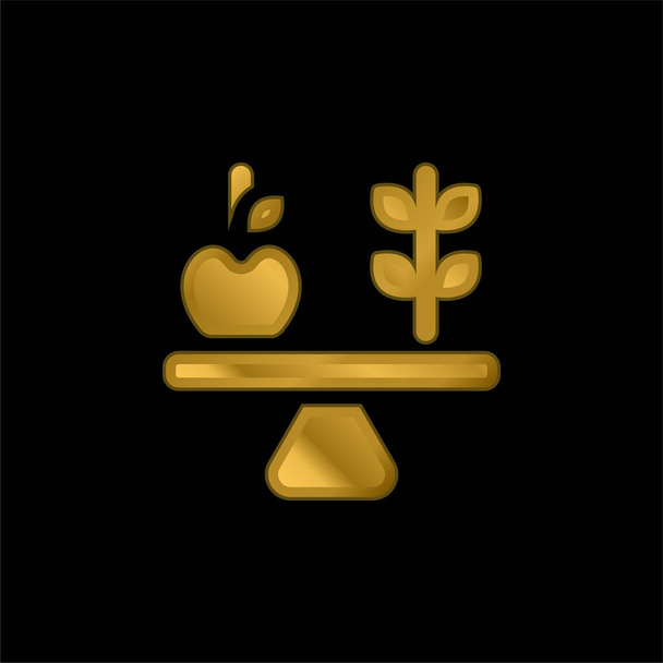 Equilíbrio banhado a ouro ícone metálico ou vetor logotipo - Vetor, Imagem