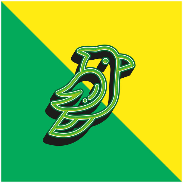 Lintu Vihreä ja keltainen moderni 3d vektori kuvake logo - Vektori, kuva