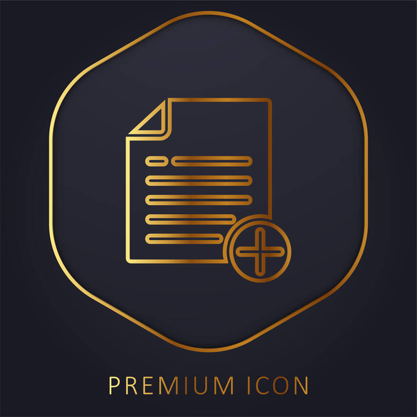 Dosya altın satırı premium logosu ya da simgesi ekle - Vektör, Görsel