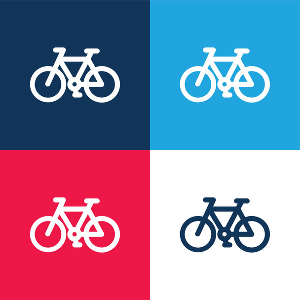 Ποδήλατο μπλε και κόκκινο τεσσάρων χρωμάτων ελάχιστο σύνολο εικονιδίων - Διάνυσμα, εικόνα