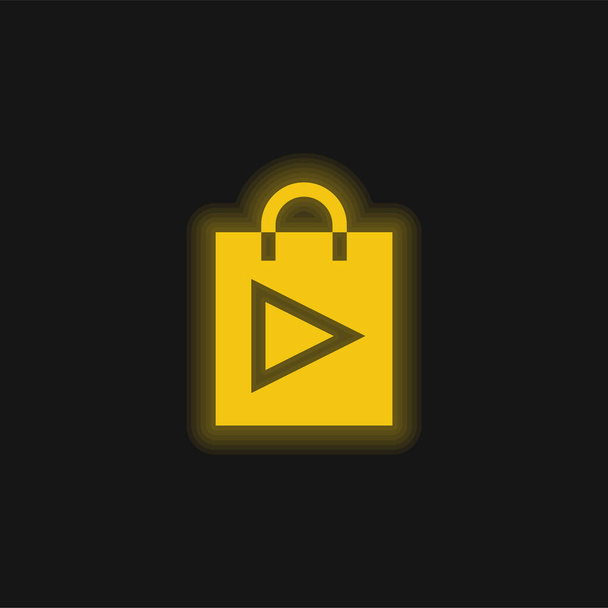 App Store yellow glowing neon icon - Vector, Image