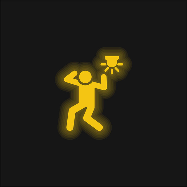 黄色の輝くネオンアイコンを警報 - ベクター画像