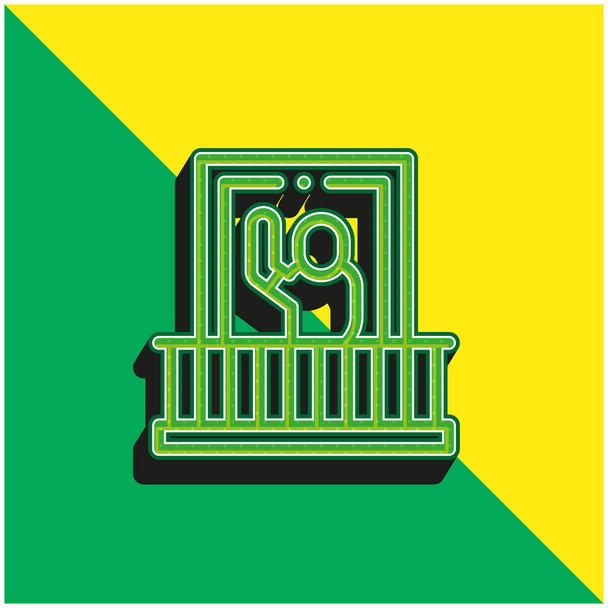 Balkon Grünes und gelbes modernes 3D-Vektorsymbol-Logo - Vektor, Bild