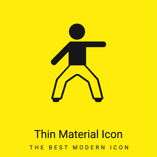 Niño estiramiento brazo izquierdo mínimo brillante icono de material amarillo - Vector, imagen
