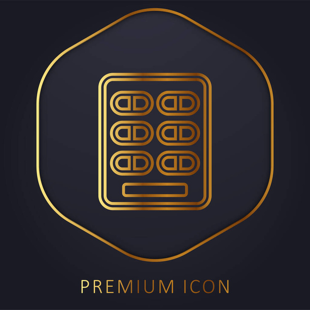 Blister Pack logotipo de línea dorada premium o icono - Vector, Imagen