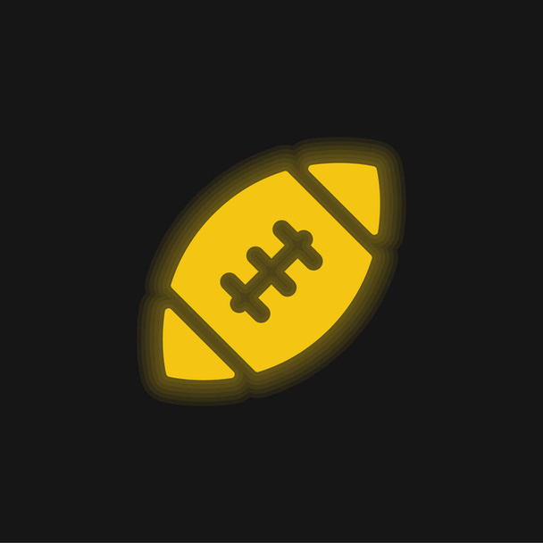 Amerikkalainen jalkapallo pallo pallo keltainen hehkuva neon kuvake - Vektori, kuva