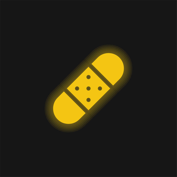 Bandage geel gloeiende neon icoon - Vector, afbeelding