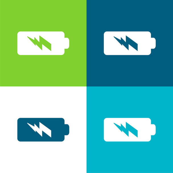 Akkumulátor Power Flat négy szín minimális ikon készlet - Vektor, kép