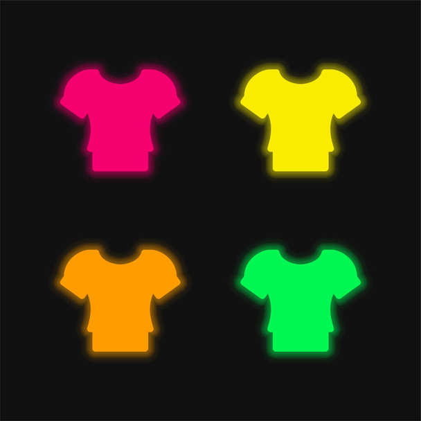 Blusa de cuatro colores brillante icono del vector de neón - Vector, Imagen