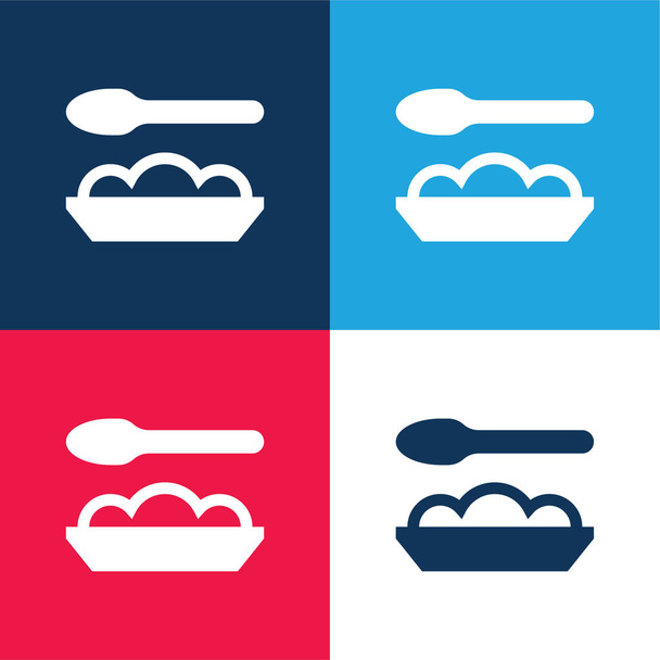 Baby Food blue and red four color minimal icon set - Vector, Image