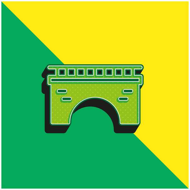 Brug Groen en geel modern 3D vector icoon logo - Vector, afbeelding