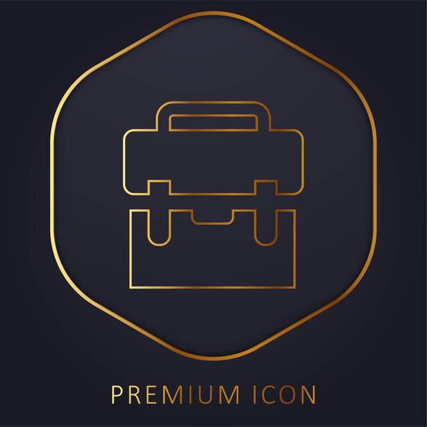Czarna walizka ze złotą linią logo premium lub ikoną - Wektor, obraz
