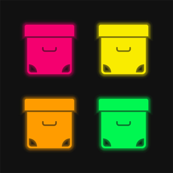Archivovat čtyři barevné zářící neonové vektory - Vektor, obrázek