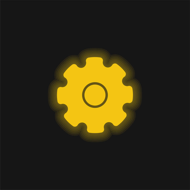 Big Cogwheel yellow glowing neon icon - Vector, Image
