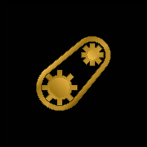 Cinturón chapado en oro icono metálico o logo vector - Vector, Imagen