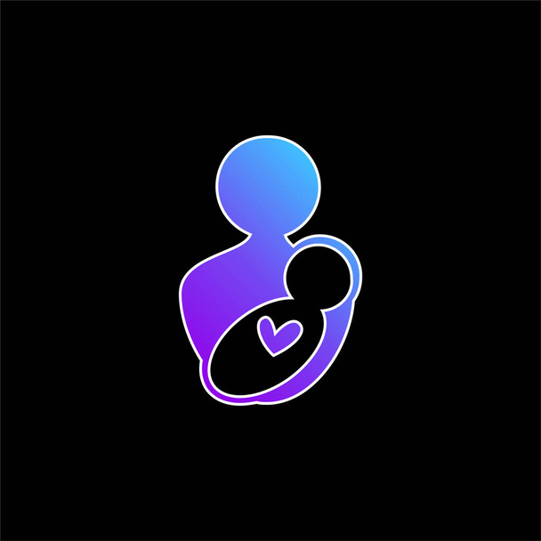 Baby And Mom blue gradient vector icon - Vector, Image