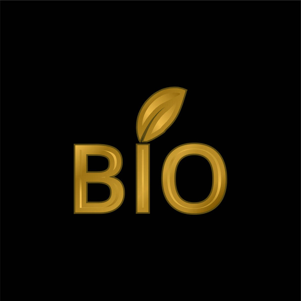 Bio Energy Symbol gold plated metalic icon or logo vector - Vector, Image