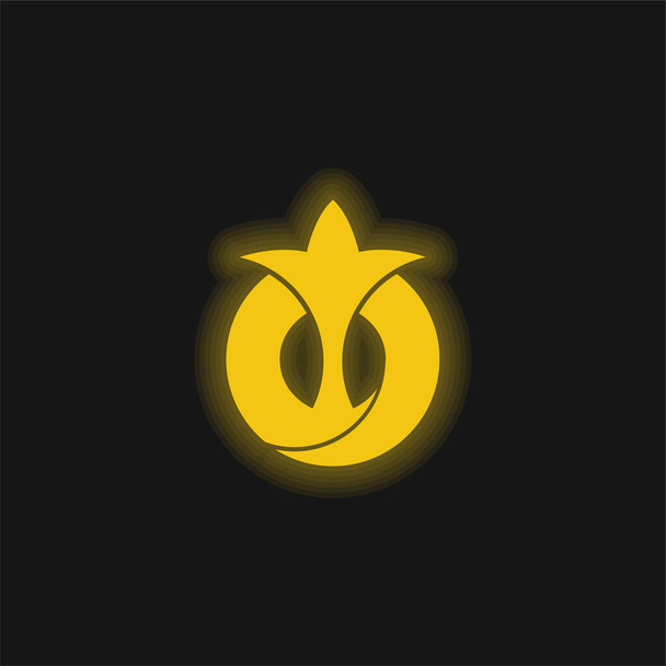 Aichi Bandeira japonesa Símbolo abstrato ícone de néon brilhante amarelo - Vetor, Imagem