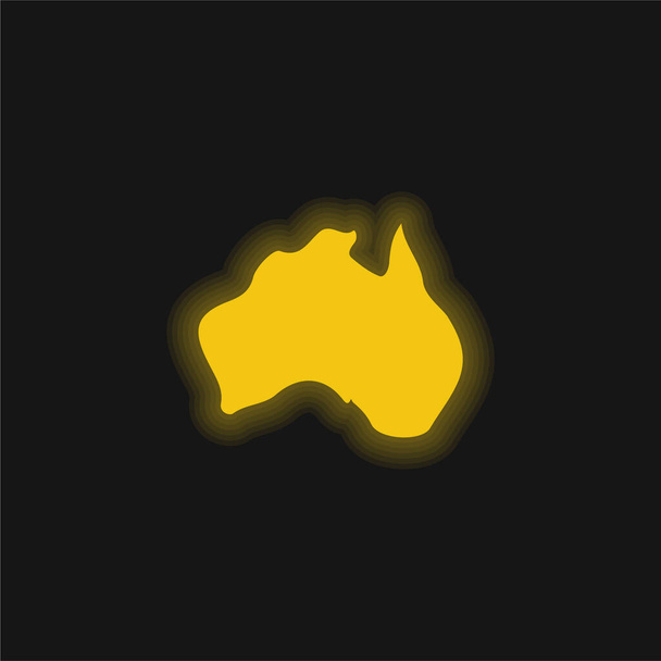 Australia yellow glowing neon icon - Vector, Image