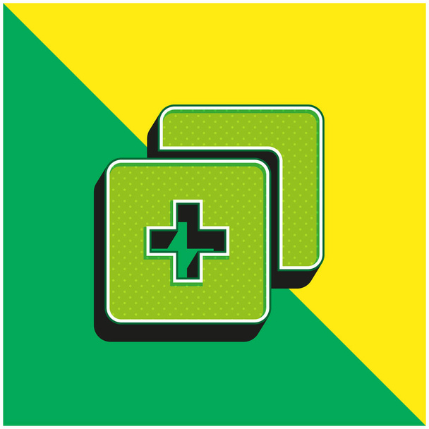 Adicionar verde e amarelo moderno logotipo do ícone do vetor 3d - Vetor, Imagem