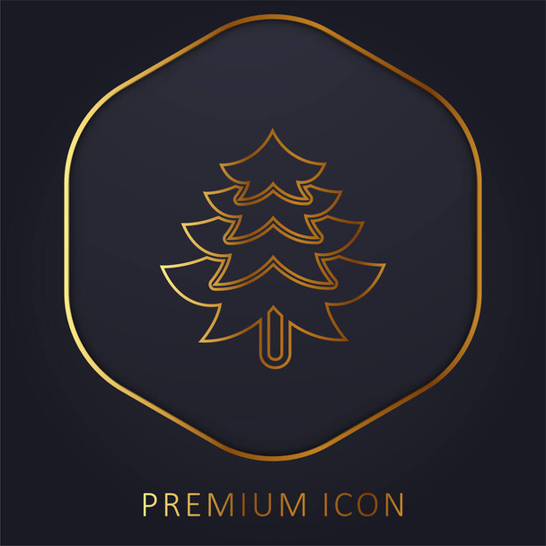 Big Pine Tree Shape logotipo de la línea de oro premium o icono - Vector, Imagen