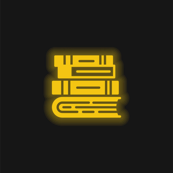 Livros amarelo brilhante ícone de néon - Vetor, Imagem