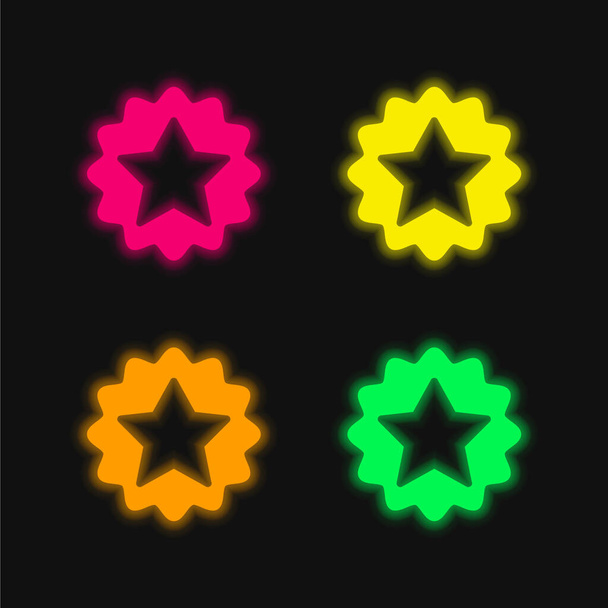 Díj négy szín izzó neon vektor ikon - Vektor, kép