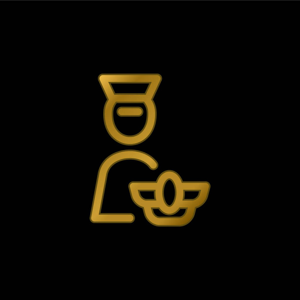 Airline Pilot gold plated metalic icon or logo vector - Vector, Image