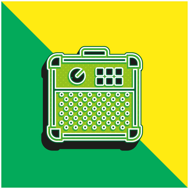 Amplificador verde y amarillo moderno vector 3d icono logotipo - Vector, Imagen
