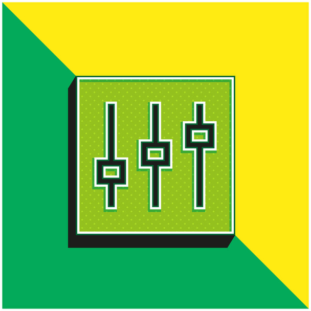 Beállítás Zöld és sárga modern 3D vektor ikon logó - Vektor, kép