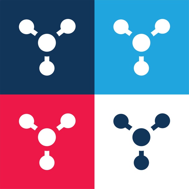 Atom blau und rot vier Farben minimalen Symbolsatz - Vektor, Bild