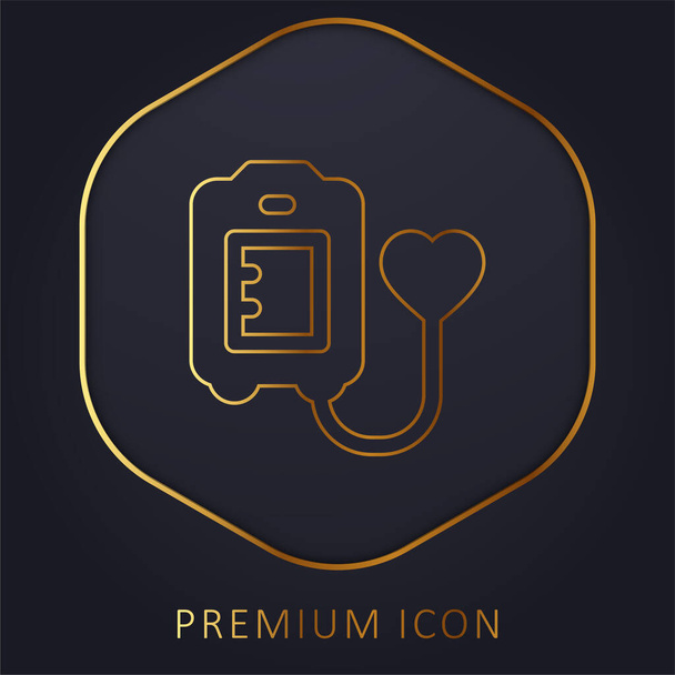 Bloeddonatie gouden lijn premium logo of pictogram - Vector, afbeelding