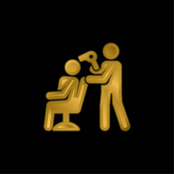 Перукарський золотий металевий значок або вектор логотипу
 - Вектор, зображення