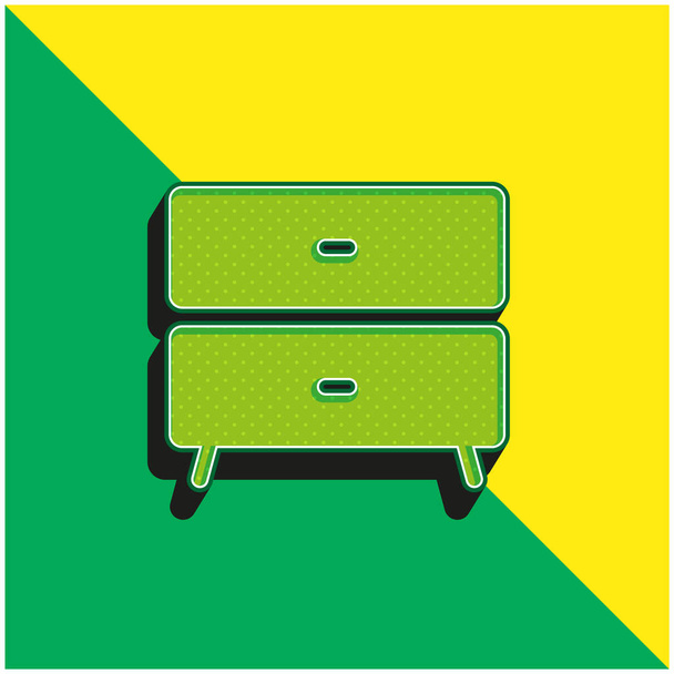 ベッドサイドテーブル緑と黄色のモダンな3Dベクトルアイコンのロゴ - ベクター画像