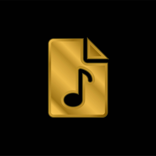 Audio File gold plated metalic icon or logo vector - Vector, Image