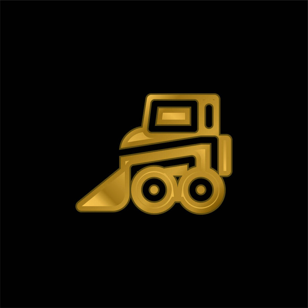 Backhoe gold plated metalic icon or logo vector - Vector, Image