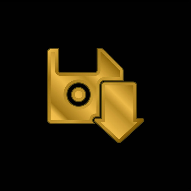 Flèche plaqué or icône métallique ou logo vecteur - Vecteur, image