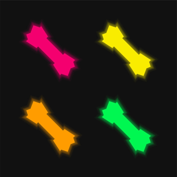 Bone čtyři barvy zářící neonový vektor ikona - Vektor, obrázek