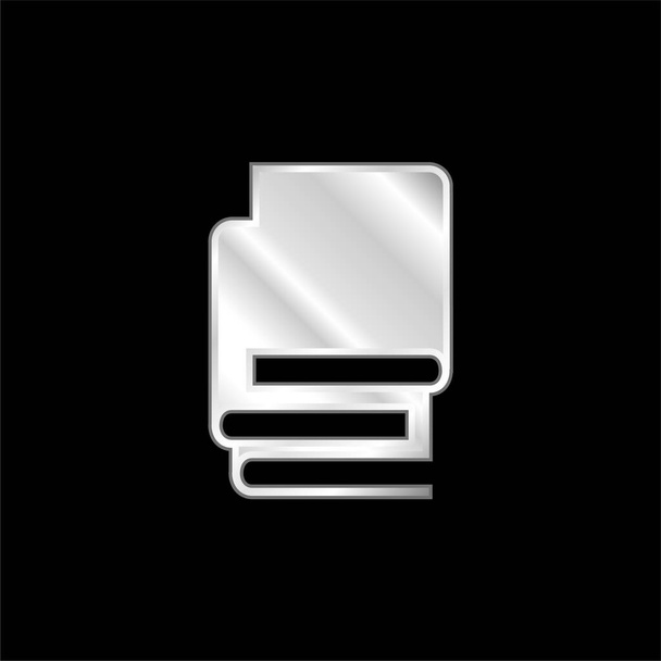 Books Stack Of Black Covers silver plated metallic icon - Vector, Image