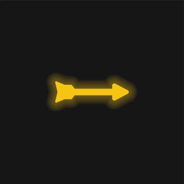 Sarı ok parlayan neon simgesi - Vektör, Görsel