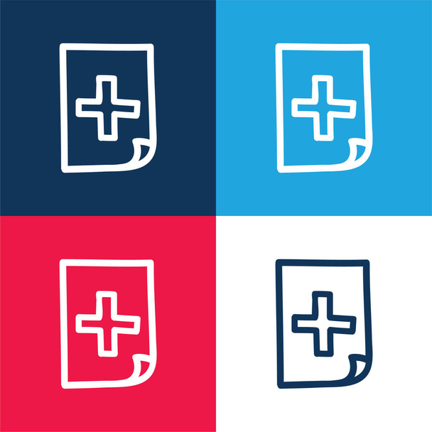 Text-Schnittstelle hinzufügen Handgezeichnetes Symbol Umriss blau und rot vier Farben minimalen Symbolsatz - Vektor, Bild