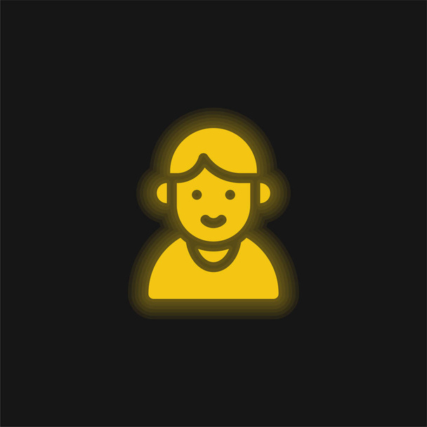 Ragazzo giallo incandescente icona al neon - Vettoriali, immagini