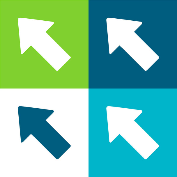Freccia che indica in alto a sinistra piatto quattro colori icona minima impostata - Vettoriali, immagini