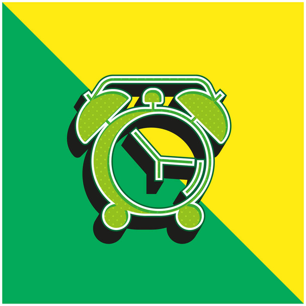 Sveglia verde e giallo moderno logo icona vettoriale 3d - Vettoriali, immagini