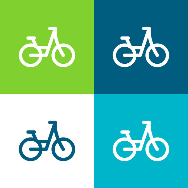 Bicicleta plana quatro cores conjunto de ícones mínimos - Vetor, Imagem