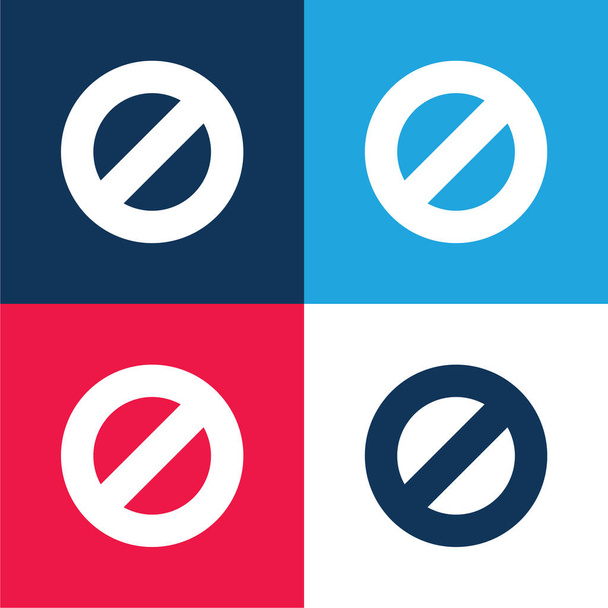 Αποκλεισμός μπλε και κόκκινο τεσσάρων χρωμάτων ελάχιστο σύνολο εικονιδίων - Διάνυσμα, εικόνα