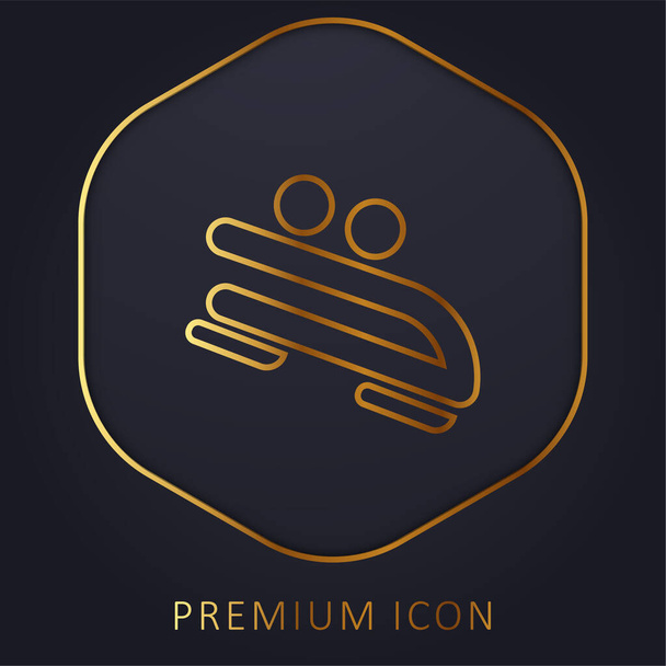 Logotipo o icono premium de línea dorada Bobsled - Vector, Imagen
